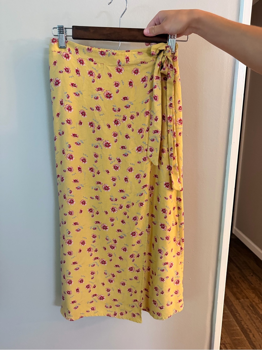 URBAN Romantics Yellow Floral Wrap Midi Skirt